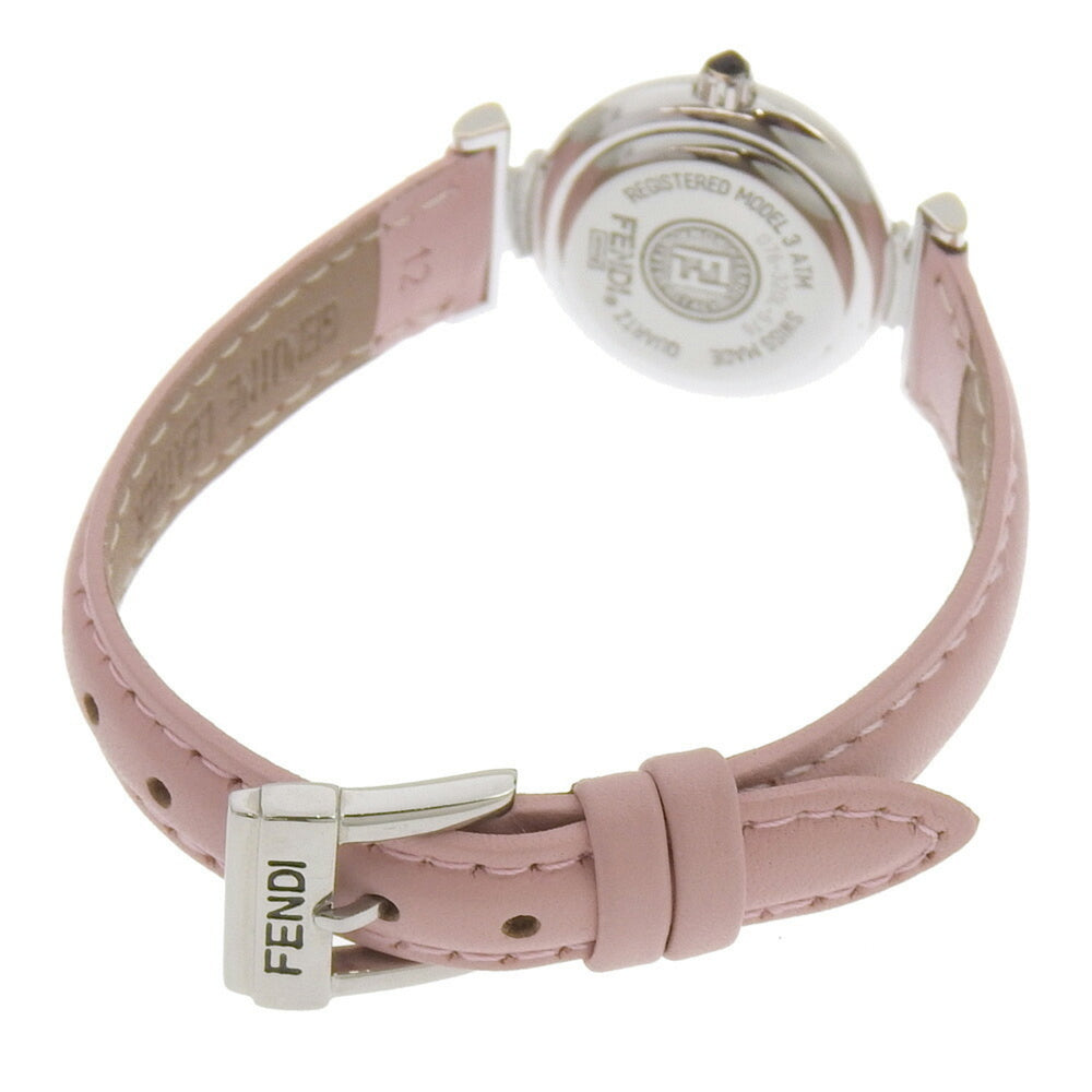 FENDI Watch 320L Stainless Steel x Embossed Leather Quartz Analog Display White Shell Dial Women's — Good