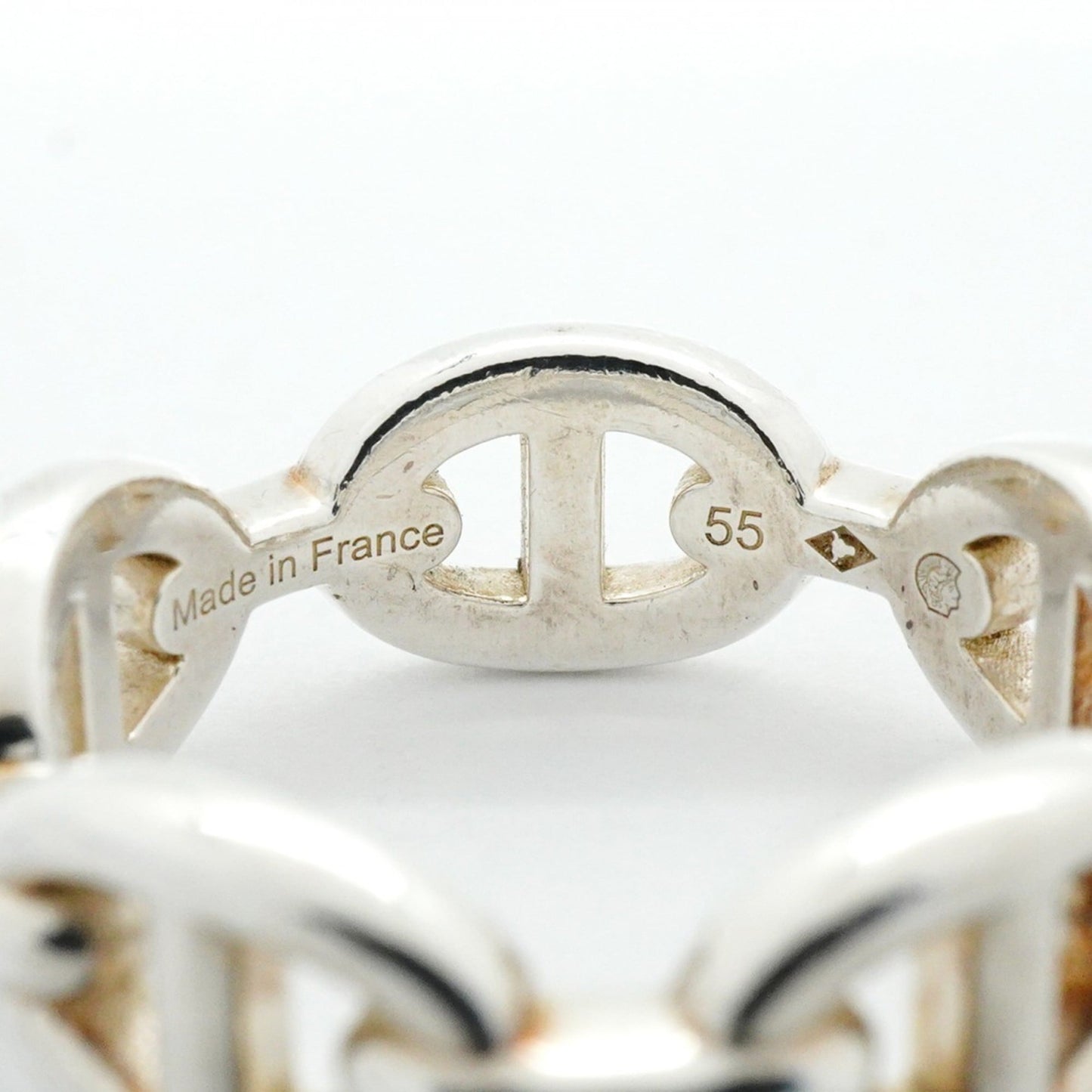 Hermes Enchaine Chaine d'Ancre Ring, Silver 925, #55, Women's