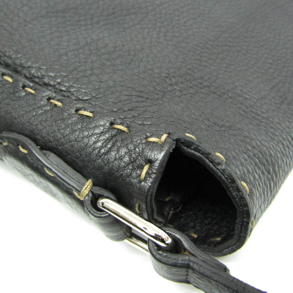 Fendi Selleria 8BT116 Women's Leather Messenger Bag,Shoulder Bag Black