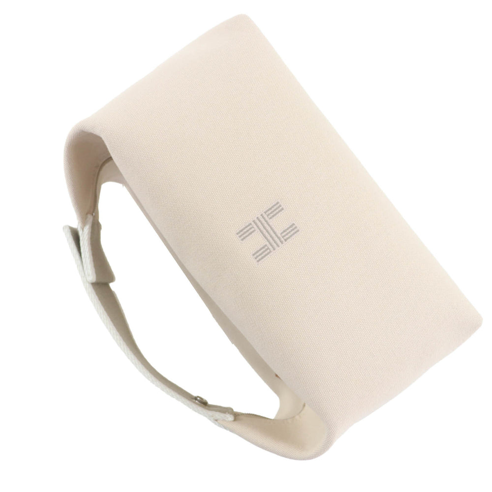 HERMES Bride-à-Brac GM 100% Cotton H Logo Sellier Button Handbag Pouch Ivory Made in France Women's — Like New