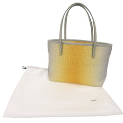 Fendi Zucchino Pattern 8BH099 Nylon Canvas Leather Yellow Gray Tote Bag 0551FENDI — Like New