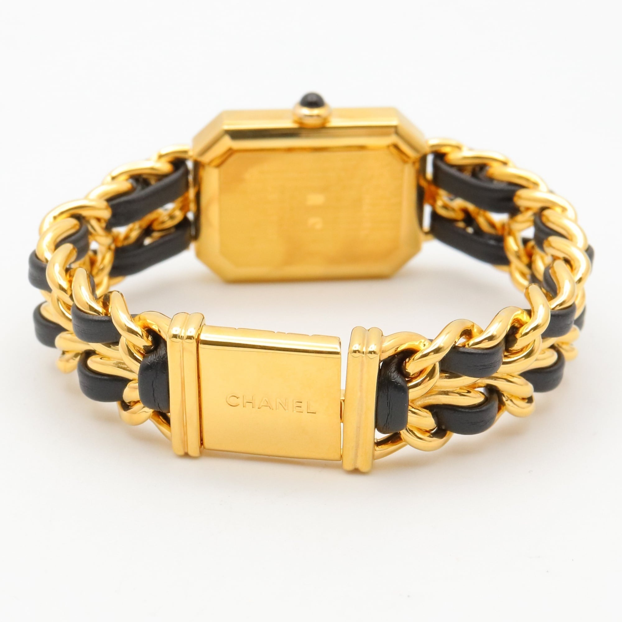 Chanel CHANEL Première S Watch, Gold Plated (GP), Leather Strap, Women's, Black, H0001 — Very Good