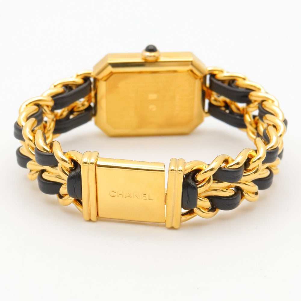 Chanel CHANEL Première S Watch, Gold Plated (GP), Leather Strap, Women's, Black, H0001 — Very Good