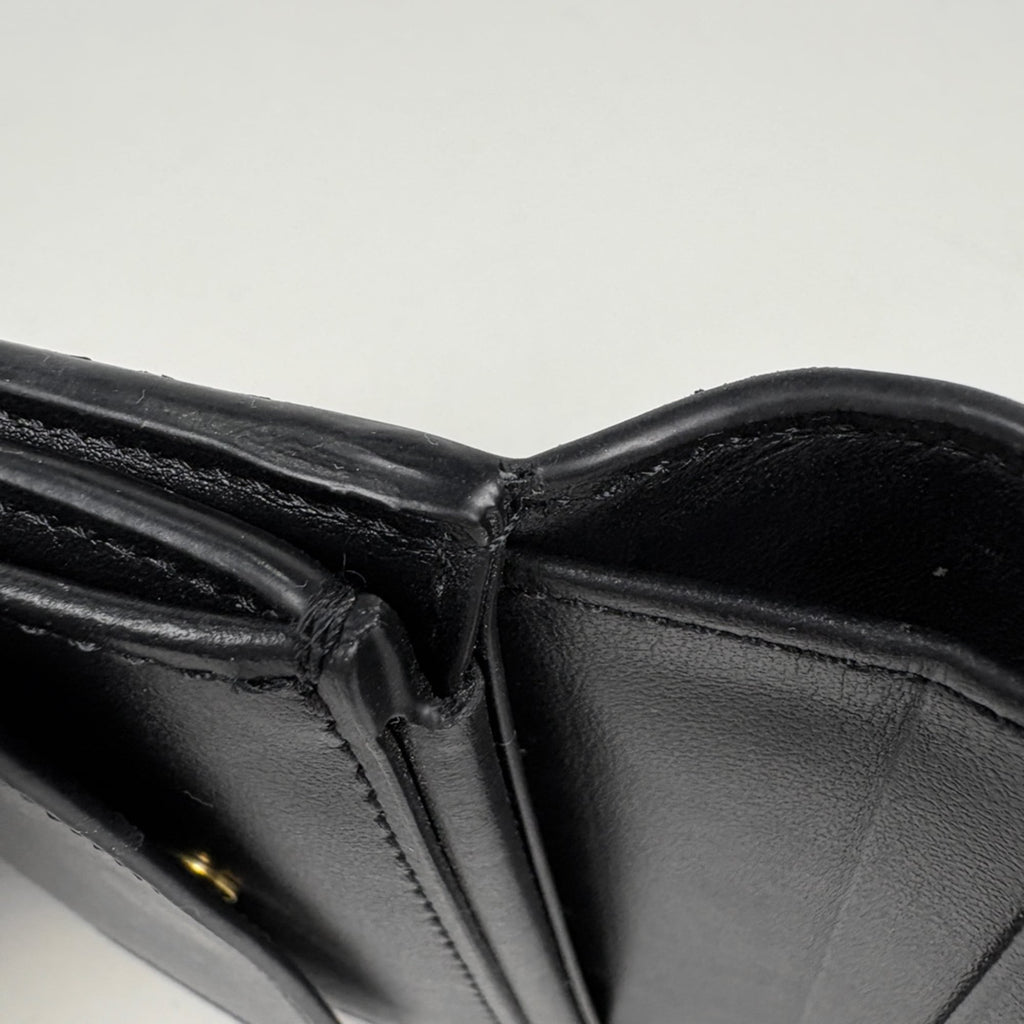Celine Triomphe Small Flap Wallet, Tri-fold Leather, Black, Women's