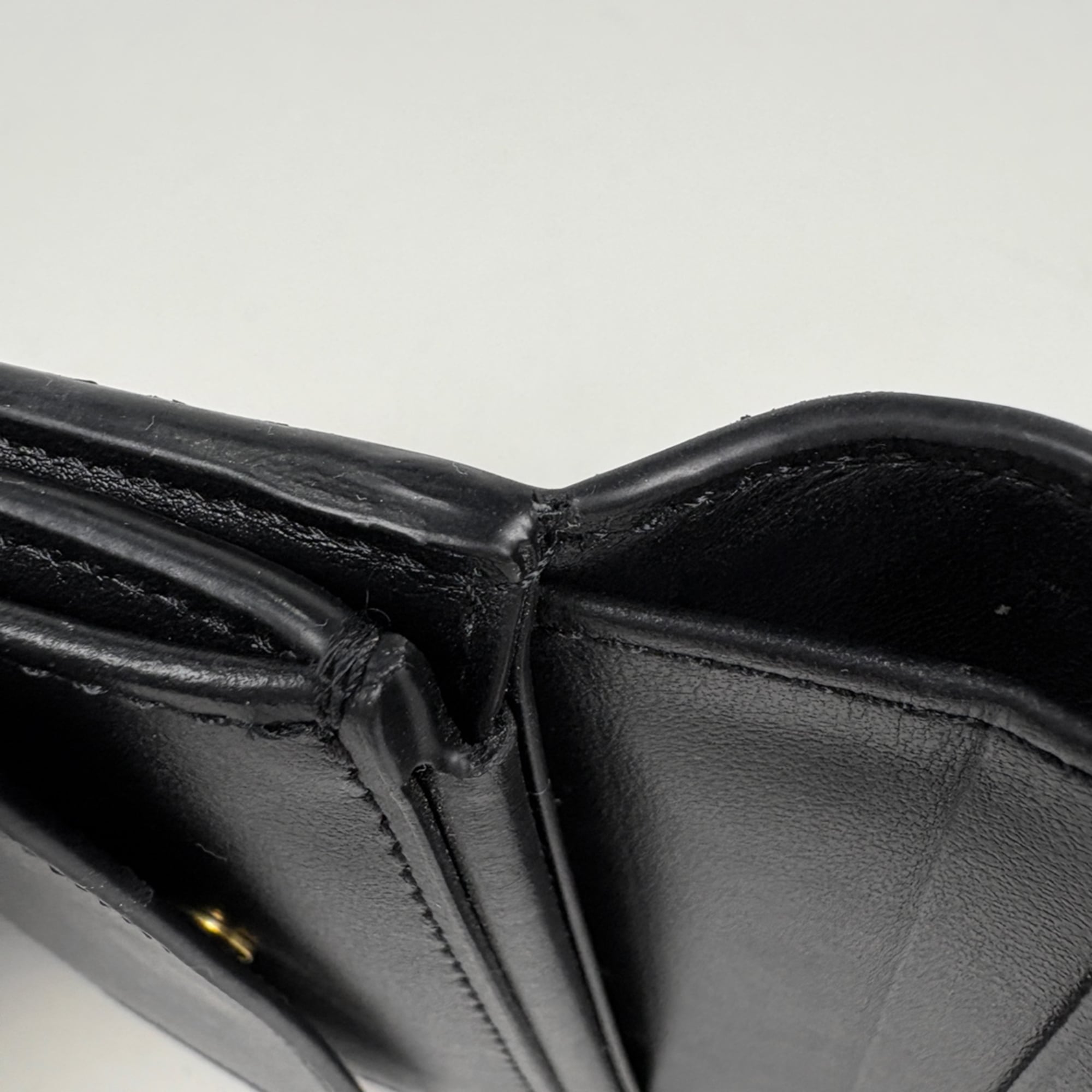 Celine Triomphe Small Flap Wallet, Tri-fold Leather, Black, Women's