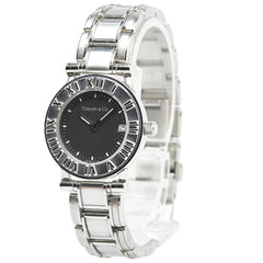 Tiffany Atlas Watch, Quartz, Black Dial, Stainless Steel, Women's, TIFFANY&Co — Good