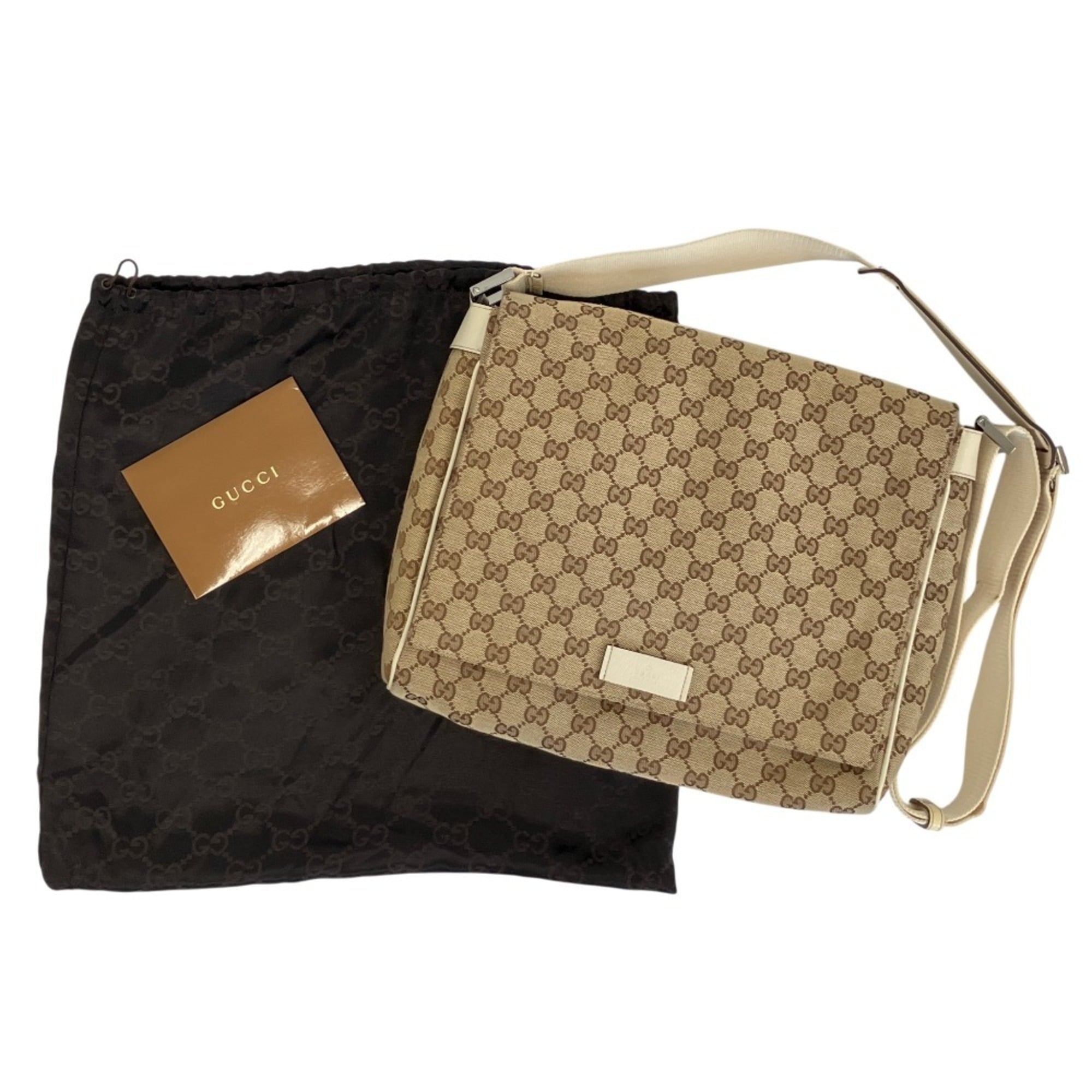 GUCCI GG Canvas Messenger Bag Shoulder 146236 Beige Men's Women's — Like New