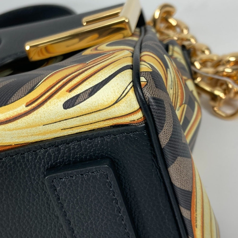 FENDI Versace collaboration VERSACE La Medusa satchel bag Zucca FENDACE Fenderche shoulder handbag leather ladies brown — New - Store Return