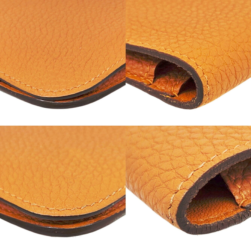 HERMES Dogon Duo GM Taurillon Clemence Orange Long Wallet, Leather, Wallet & Coin Case, Women's Men's