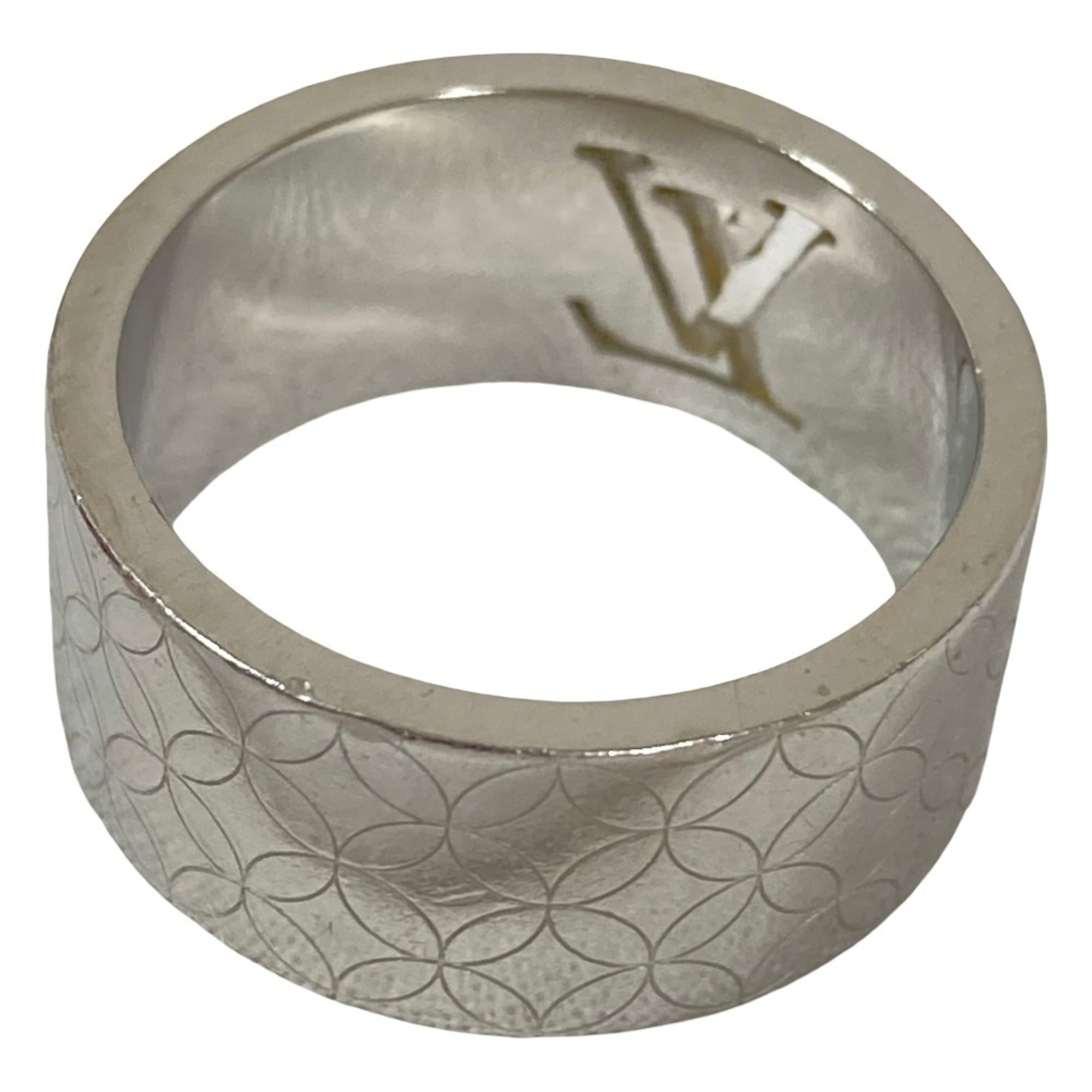LOUIS VUITTON Louis Vuitton Bague Champs-Élysées Ring M65456 Size L (equivalent) Silver Color Men's — Like New