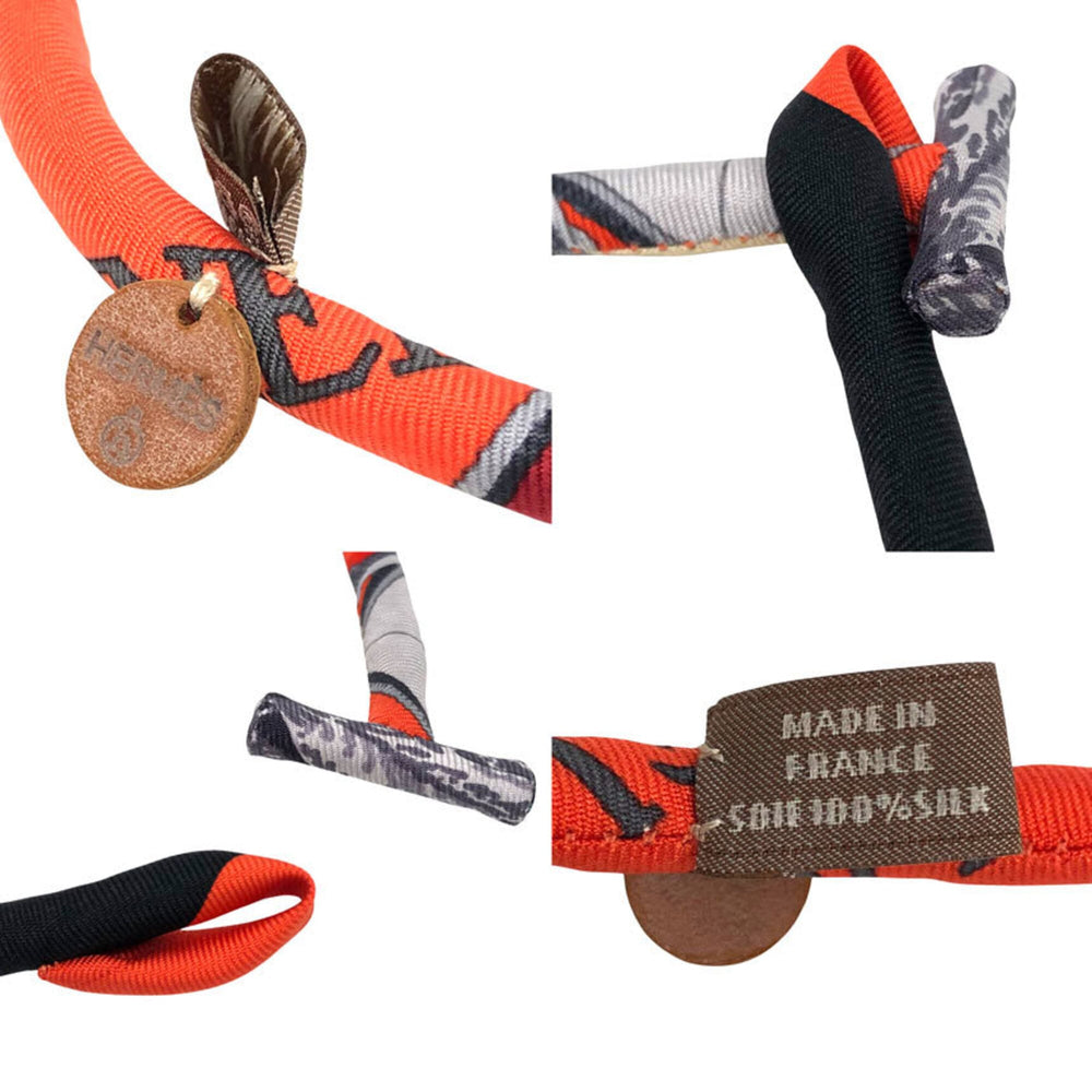 Hermes Petit H Brides de Soie Choker Necklace Bracelet, Orange Silk — Like New