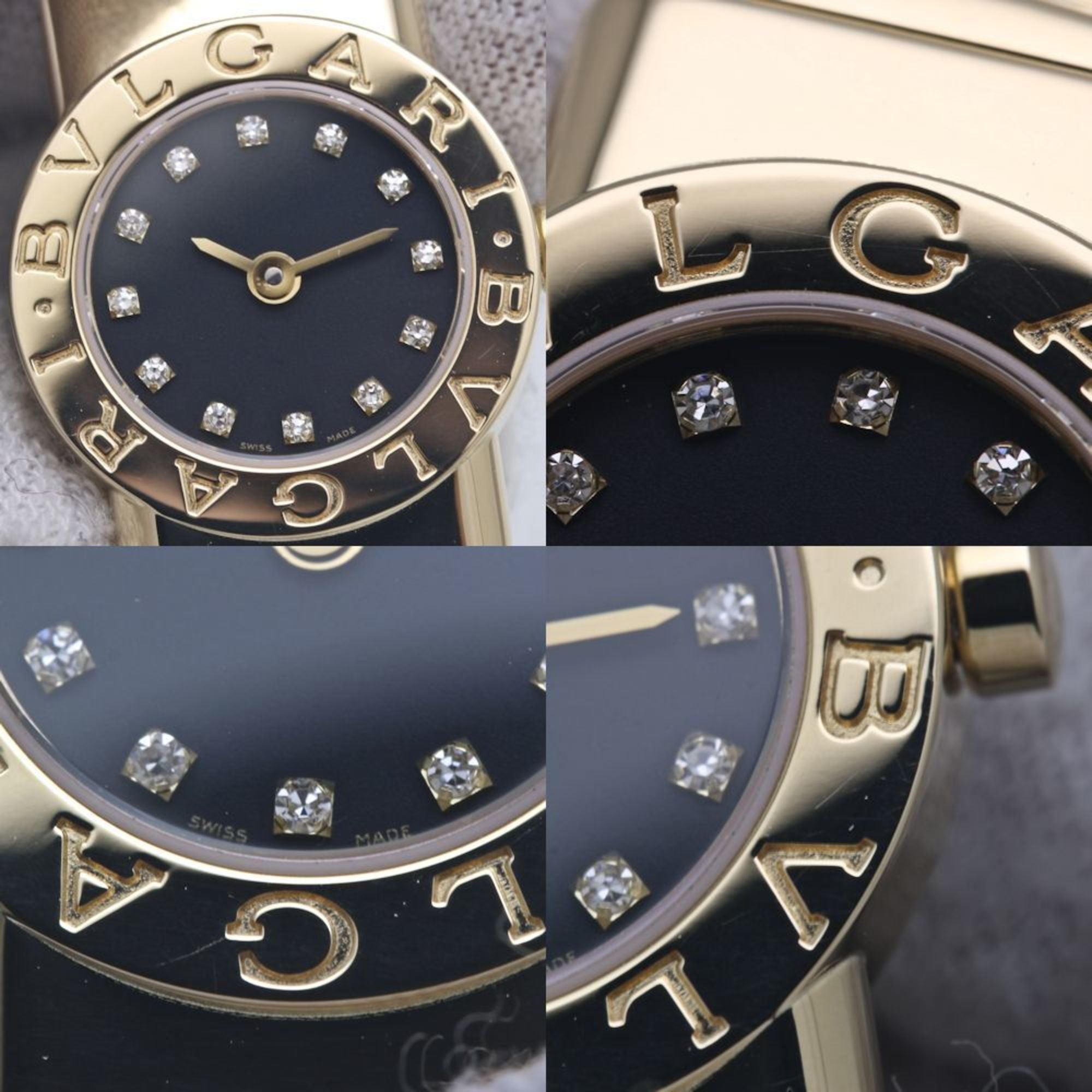 BVLGARI Tubogas 12P Diamond Watch BB192TY 12 BB192TG Women's 18KYG 40263 — Very Good
