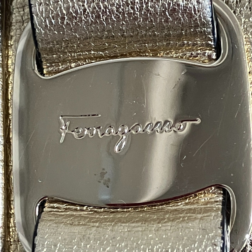 Salvatore Ferragamo Vara Ribbon Camera Shoulder Bag AU-21 H498 Gold Color Women's — Like New