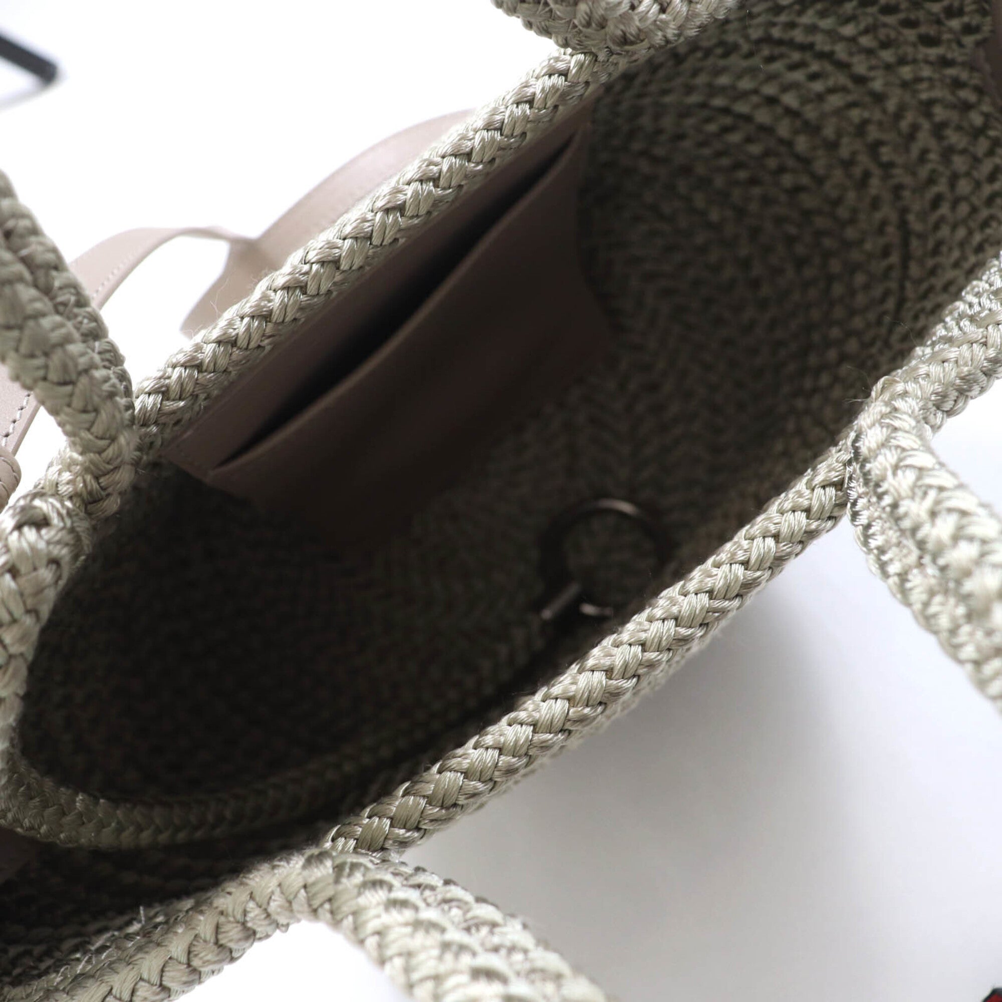 BALENCIAGA 695612 Ibiza Small Logo Patch 2-Way Basket Bag, Khaki, with Dust Made in Italy, Women's — Like New