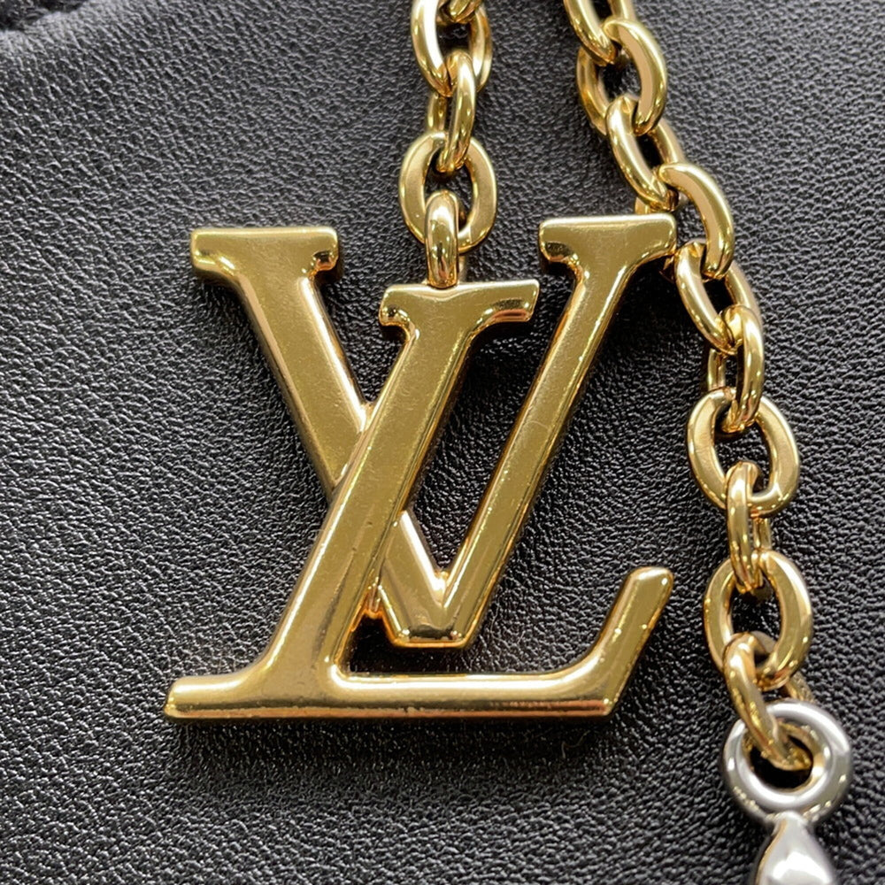 Louis Vuitton shoulder bag, calfskin leather, pochette LV Bloom M29456, black, leather handbag, women's, LOUIS VUITTON — Like New