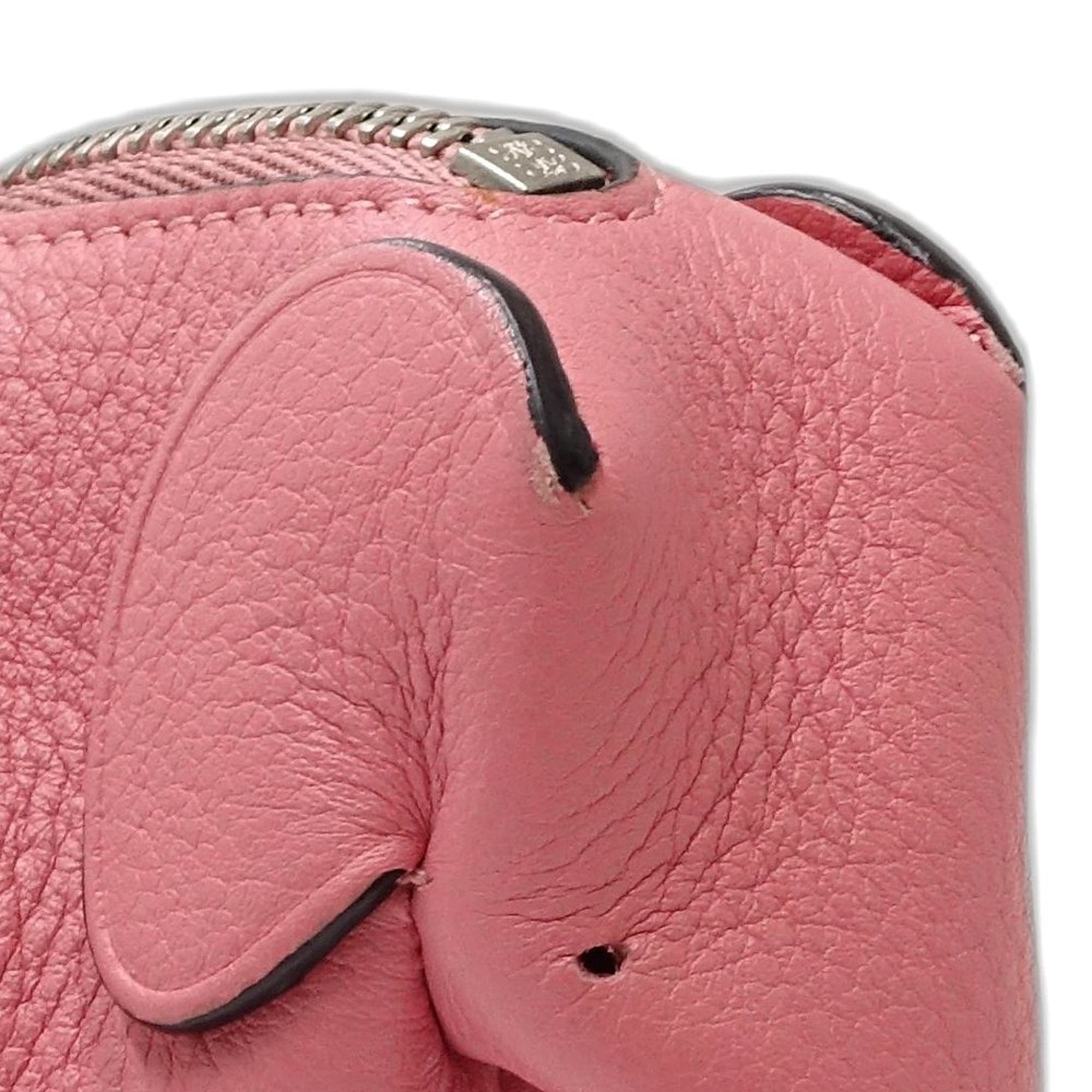 LOEWE Wallet/Coin Case with Elephant Charm, Calfskin, Pink, 181468