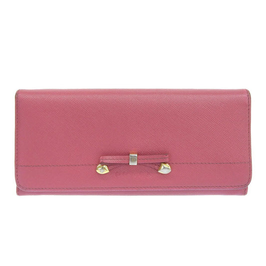 PRADA Prada Long Wallet Ribbon 1M1132 Saffiano Peonia Pink Women's