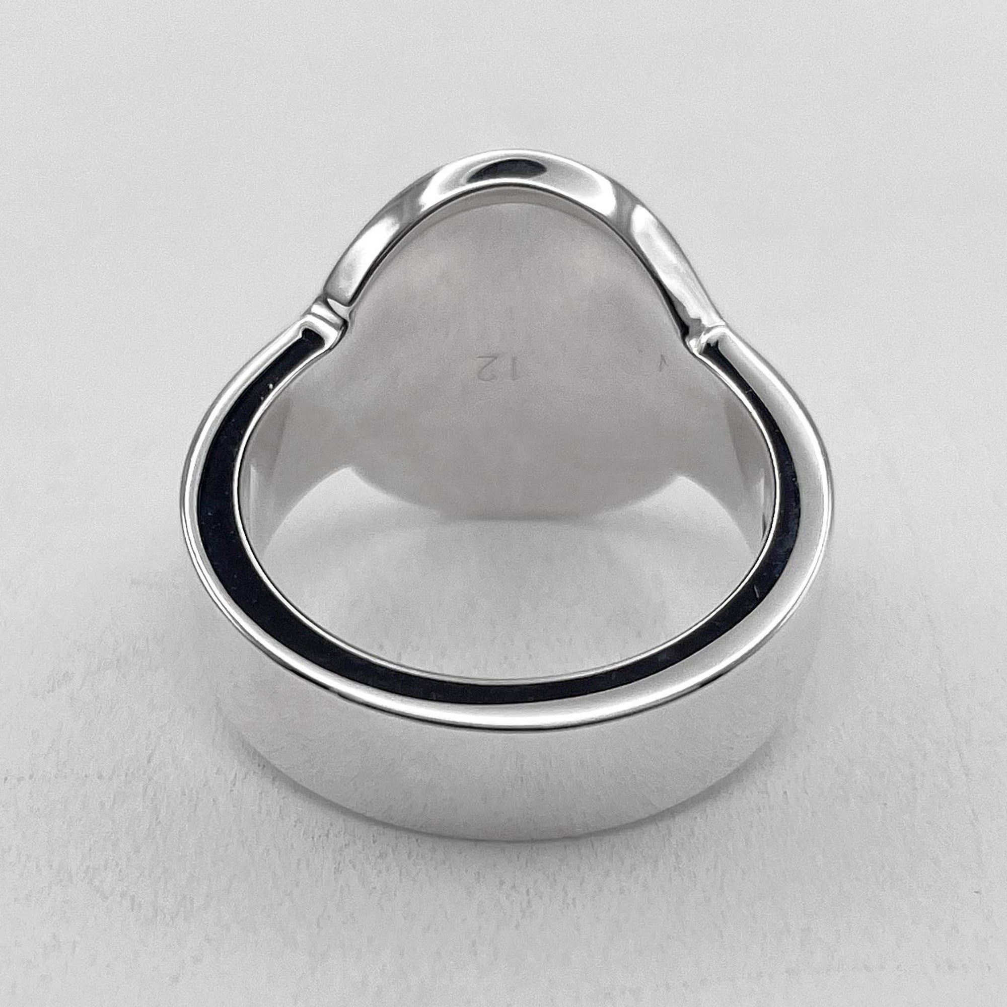 GUCCI trademark oval logo ring, SV925 silver, item number 7783, for men and women — Like New