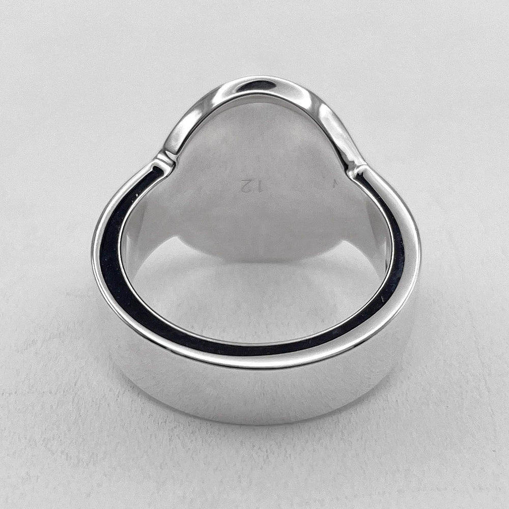 GUCCI trademark oval logo ring, SV925 silver, item number 7783, for men and women — Like New