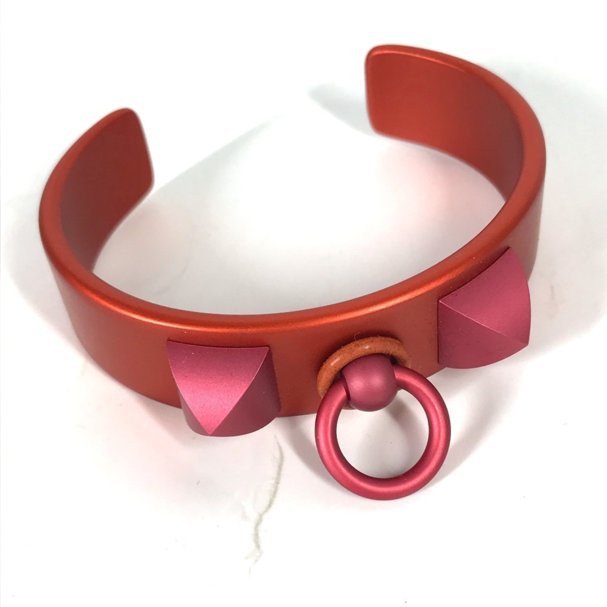 HERMES Collier de Chien Medor Sunset Bracelet Bangle, Aluminum, Women's, Orange, Like New — Like New