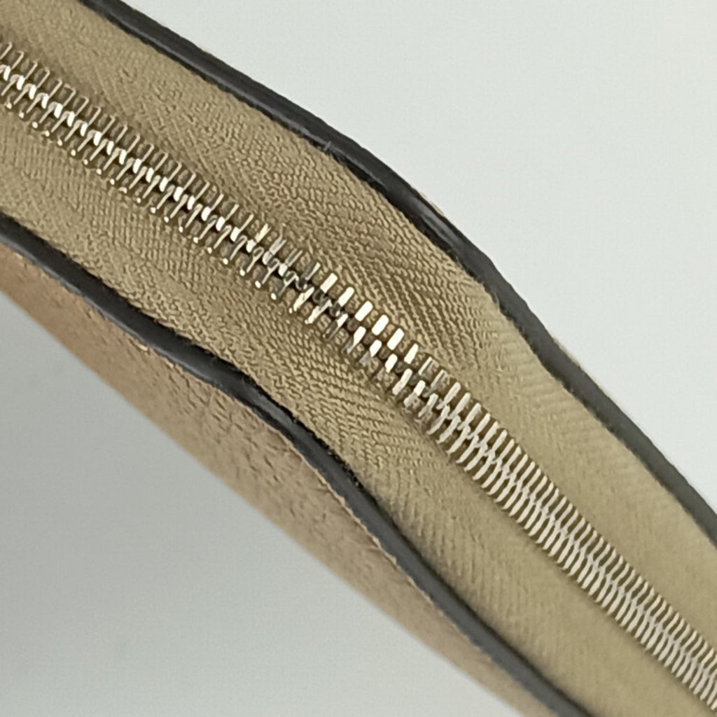 CELINE Long Wallet Large Zipped Beige Orange Red Leather Women's Bicolor Round