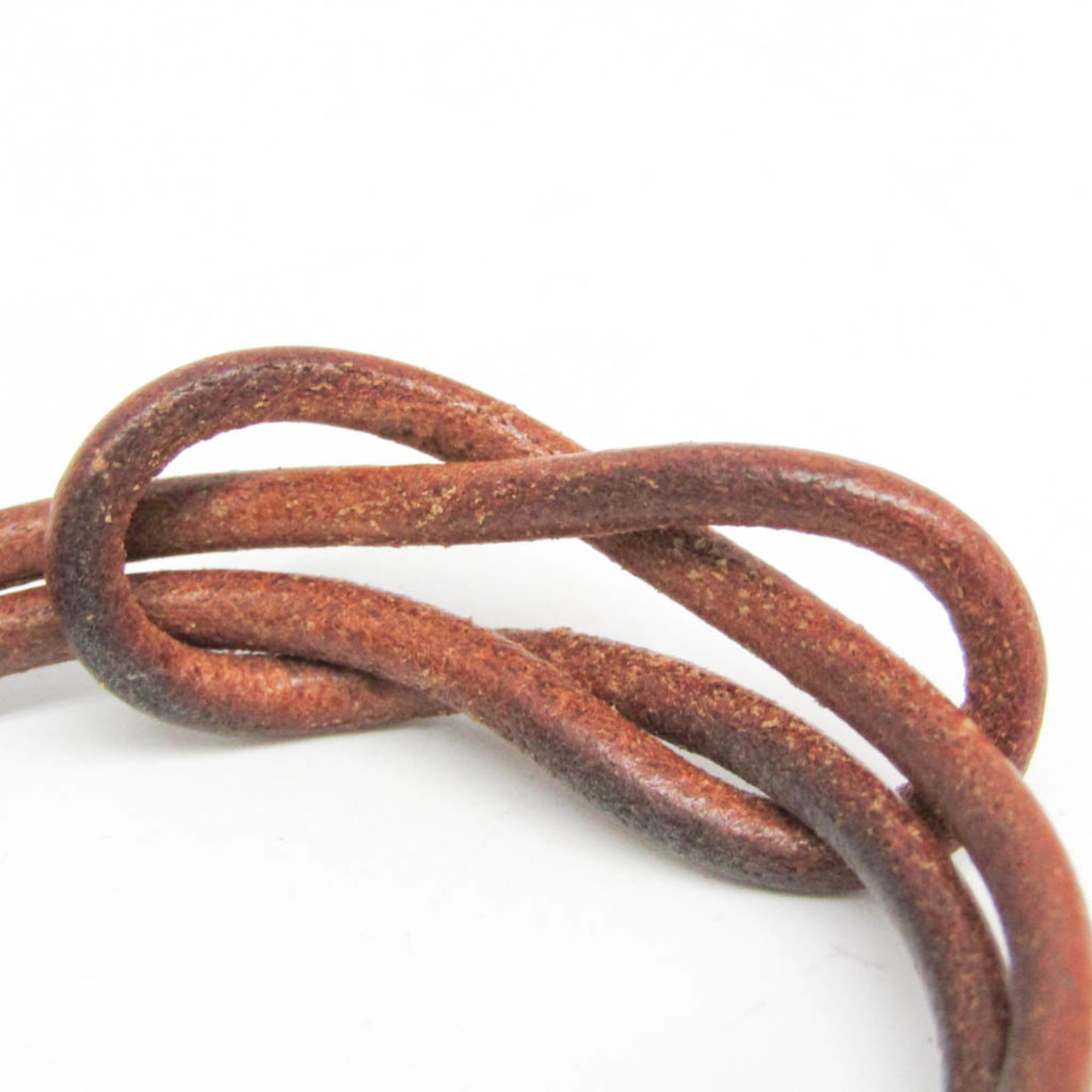 Hermes Hercule Leather,Metal Bangle Silver,Brown