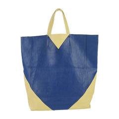 CELINE Tote Bag Horizontal Cabas - Cream Yellow Blue Calf Leather Men's Women's — Like New