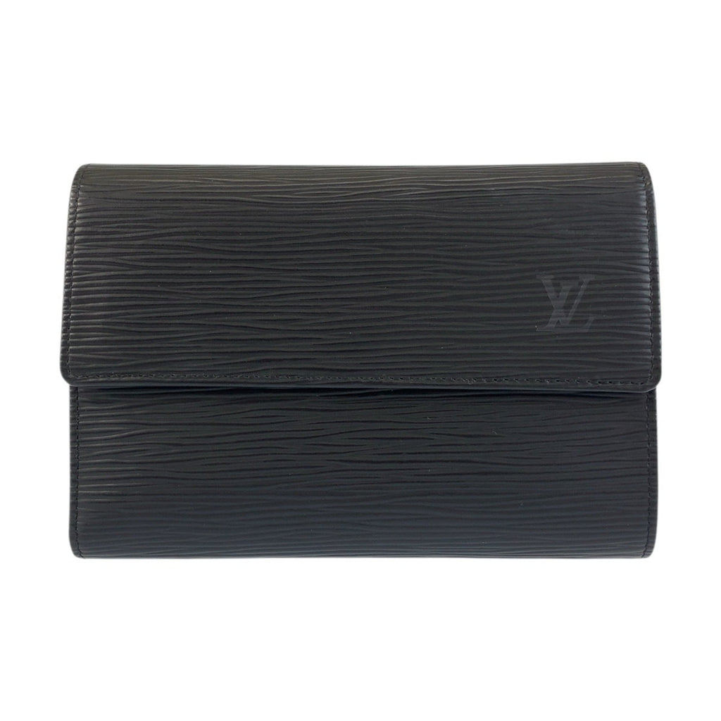 LOUIS VUITTON Epi Porte Tresor Etui Papier Black Leather Folding Wallet M63712 Compact Men's