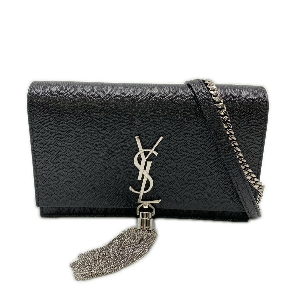YVES SAINT LAURENT Kate Tassel Small Chain Wallet 452159 Shoulder Bag Black Silver Leather Women's — New - Store Return