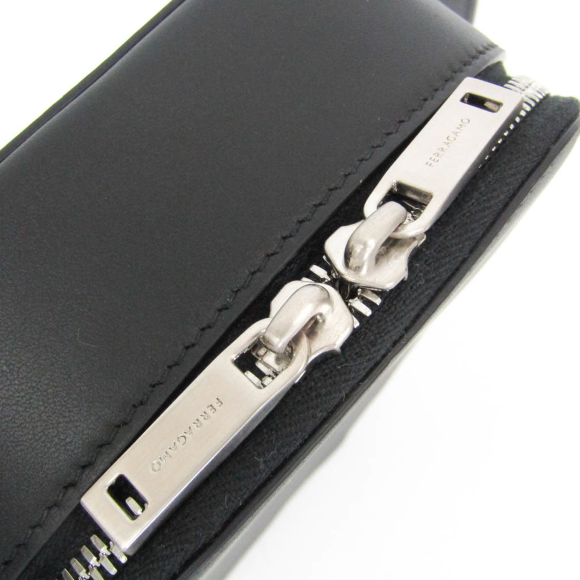 Salvatore Ferragamo AU-24 1469 Men's Leather Shoulder Bag Black