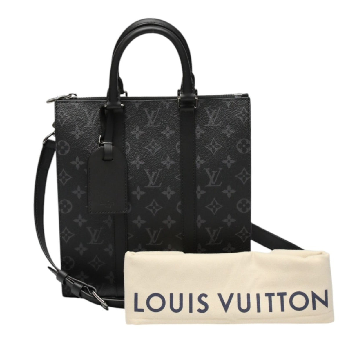 Louis Vuitton LOUIS VUITTON Tote Bag Shoulder Monogram Eclipse Sac Plat Cross Canvas M46456 Black LV — Like New