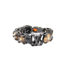 Like new Louis Vuitton M1202L metal ring with colored stones and black accents, model LV 1243 — Like New