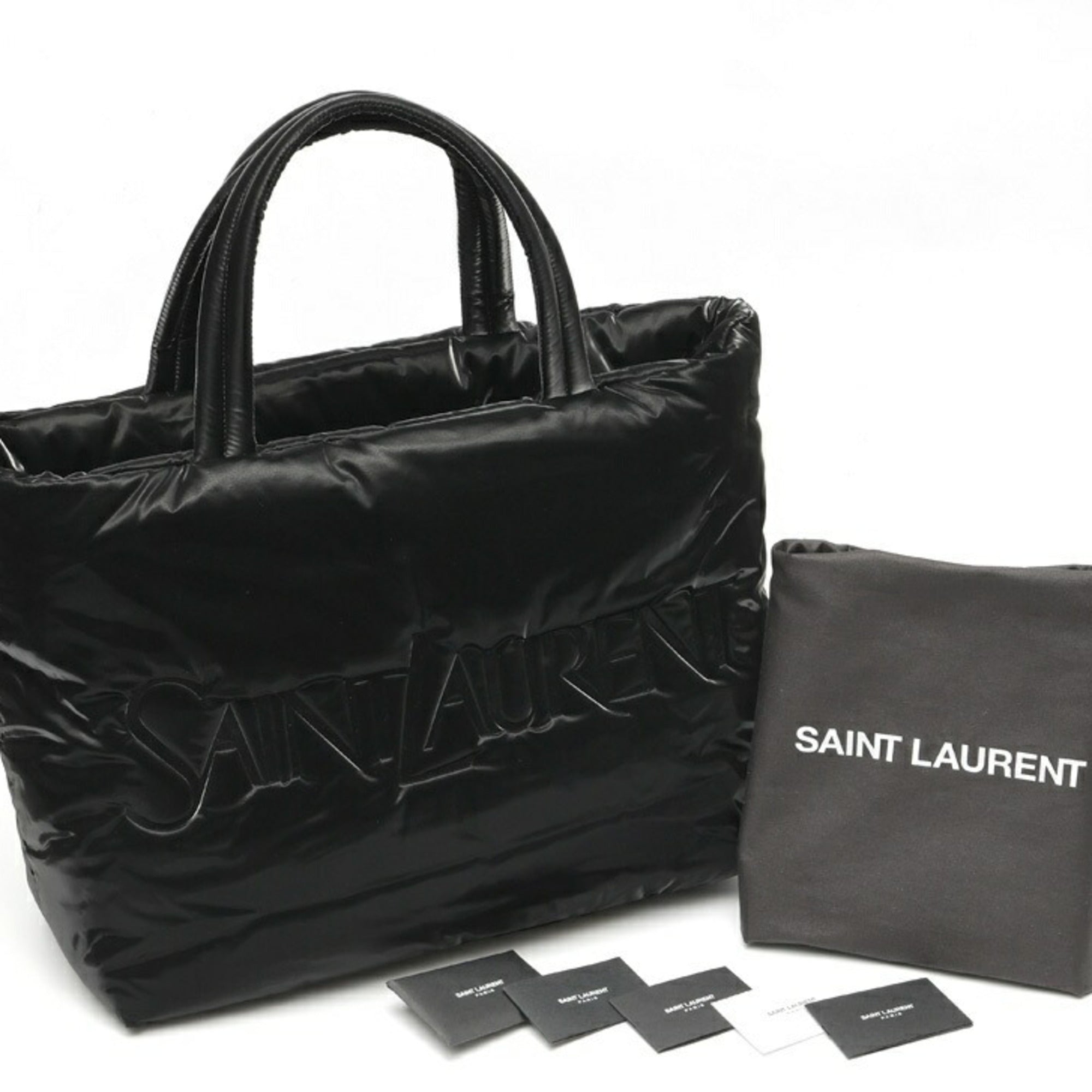 Saint Laurent Wide Puffer Tote Bag 756269, Nylon, Black — Like New