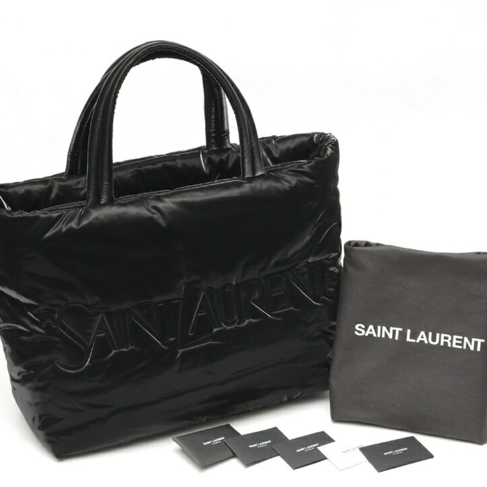 Saint Laurent Wide Puffer Tote Bag 756269, Nylon, Black — Like New
