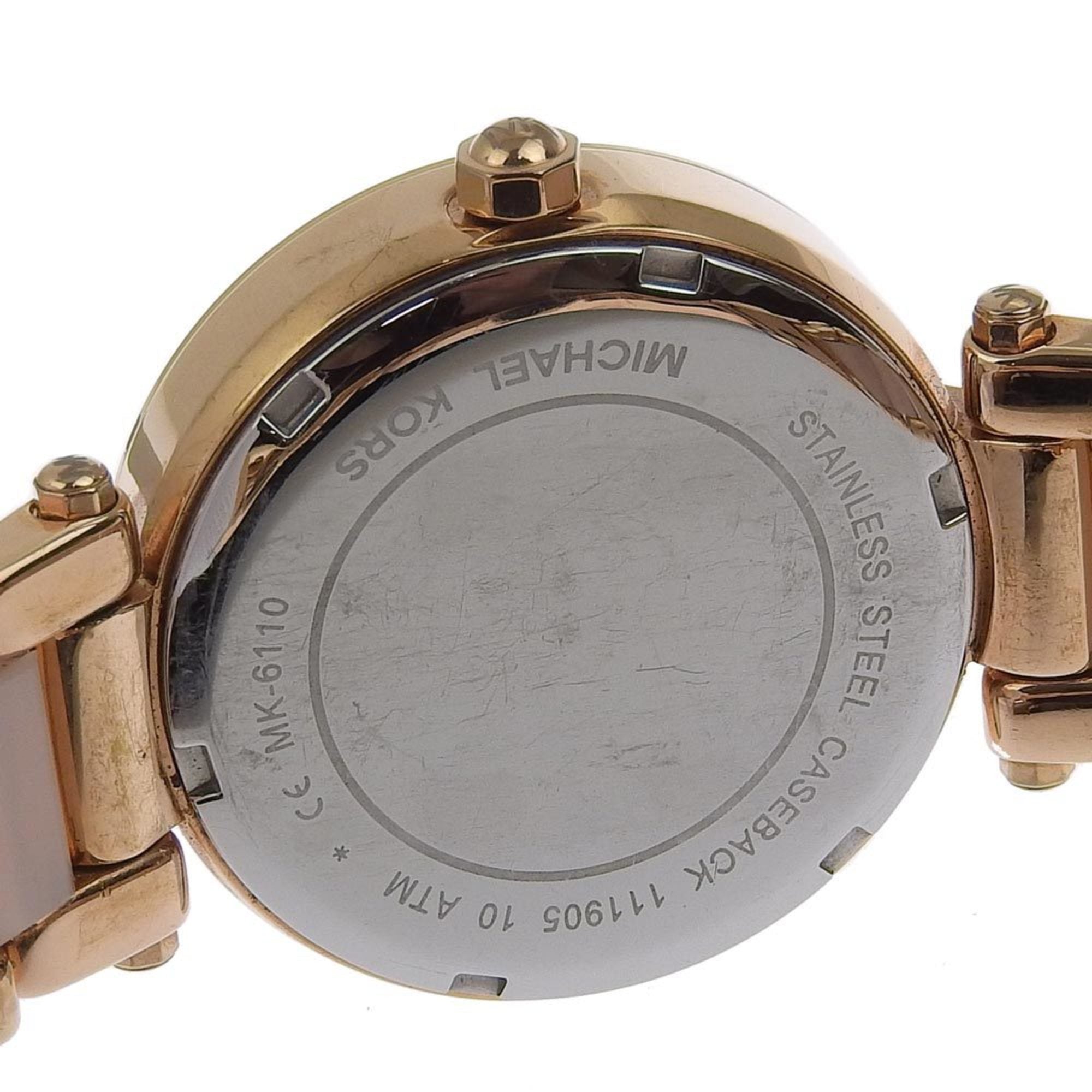 Michael Kors Day Date Watch MK6110 Stainless Steel x Acetate Rose Gold Quartz Multi-hand Analog Display Dial Women's — Good