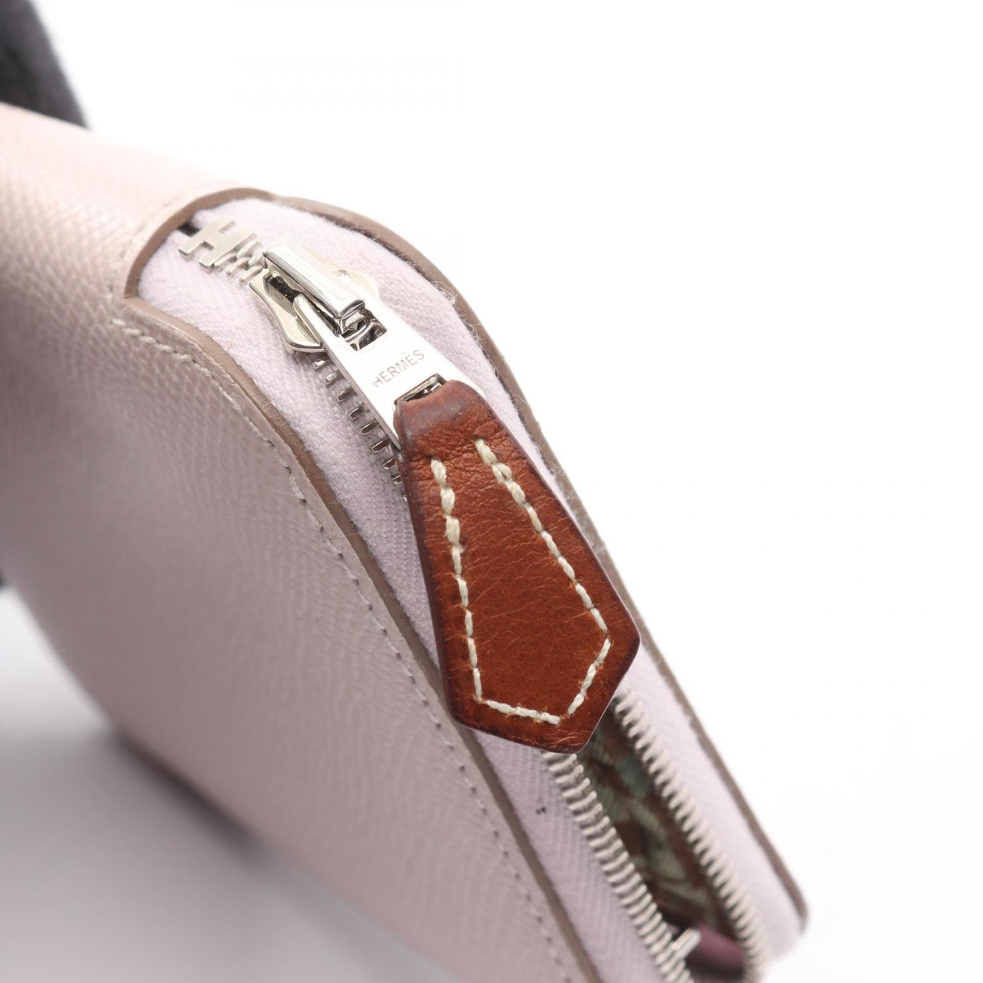 Hermes Hermès Azap Compact Silkin Round Wallet in Calfskin Leather (Cowhide) with Epsom Leather, Pink for Women