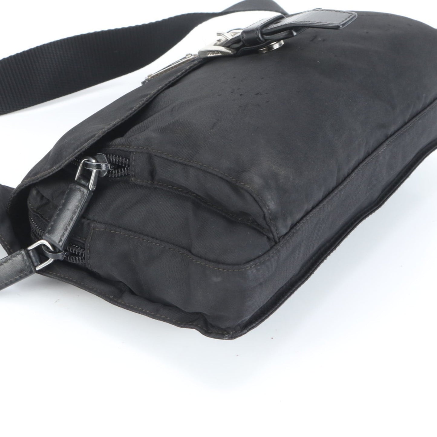 Prada Tessuto Nylon Triangle Logo Leather Shoulder Messenger Bag for Men