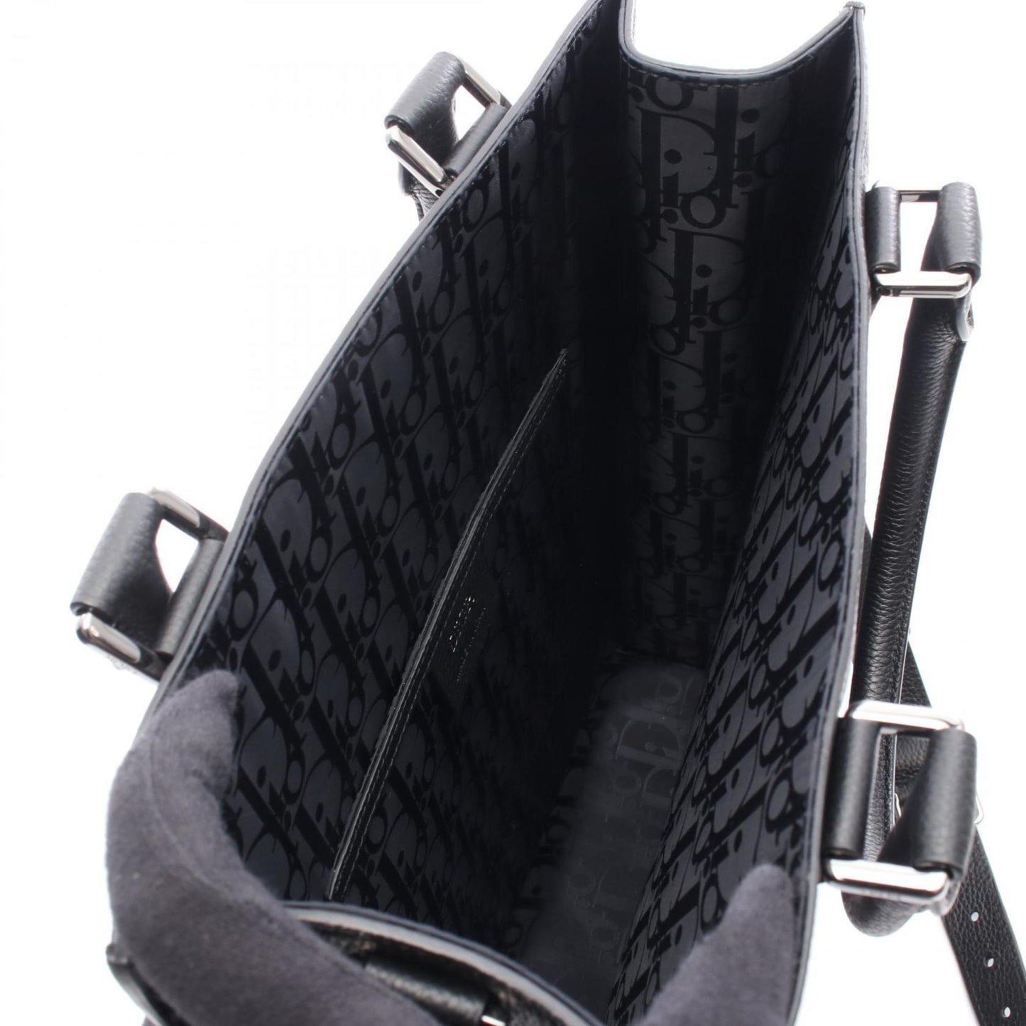 Christian Dior Dior Safari North-South Tote Bag, Leather, Men's, Black, 1ESSH187UMJ