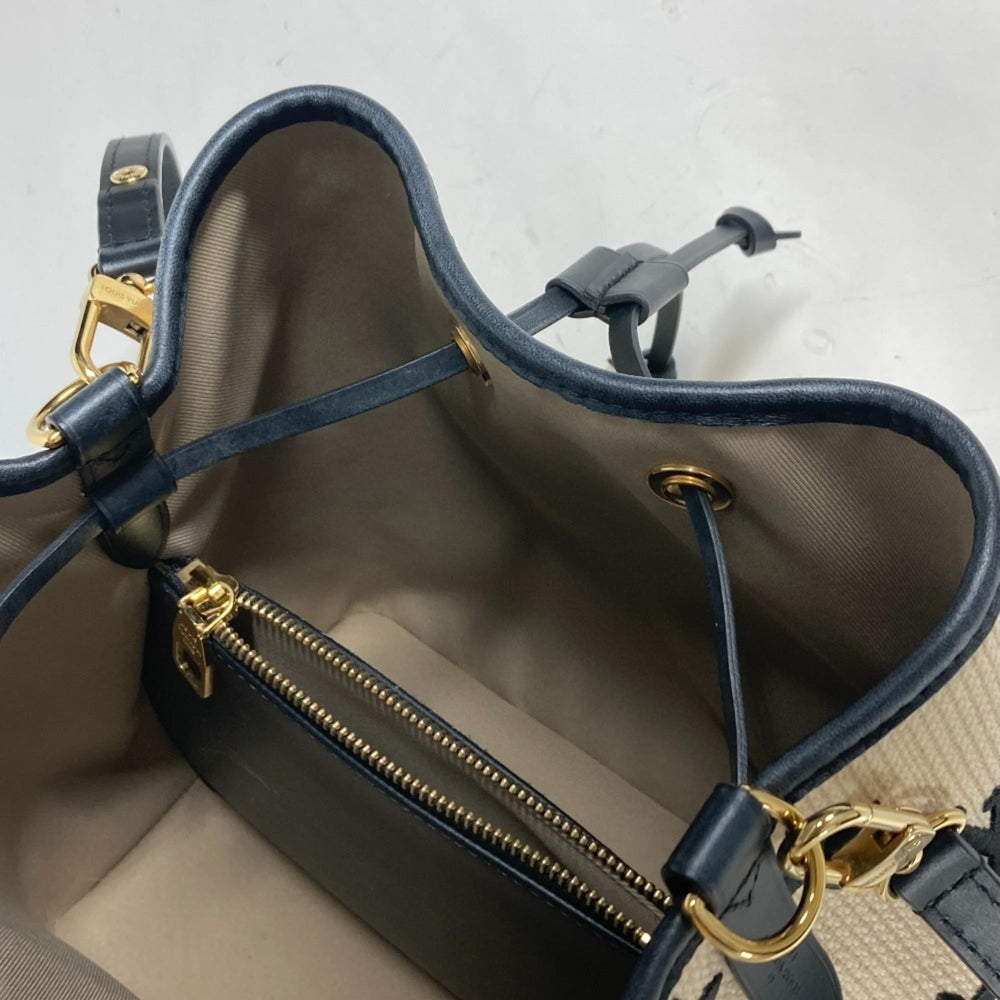 LOUIS VUITTON M23080 Monogram by the Pool NeoNoe MM Shoulder Bag Crossbody Drawstring Cotton Leather Women's Noir Black — Like New