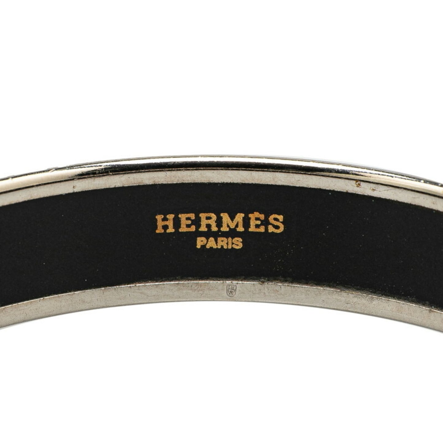 Hermes enamel bangle silver black metal women's HERMES