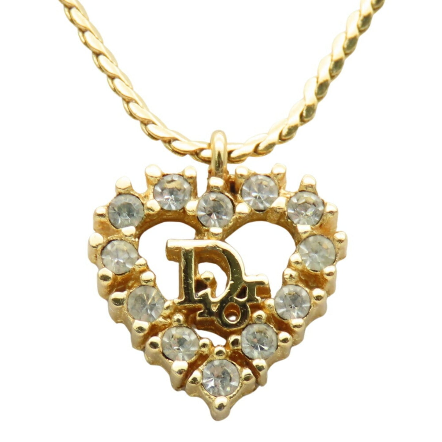 Christian Dior Heart Necklace, Gold Plated, GP, Women's