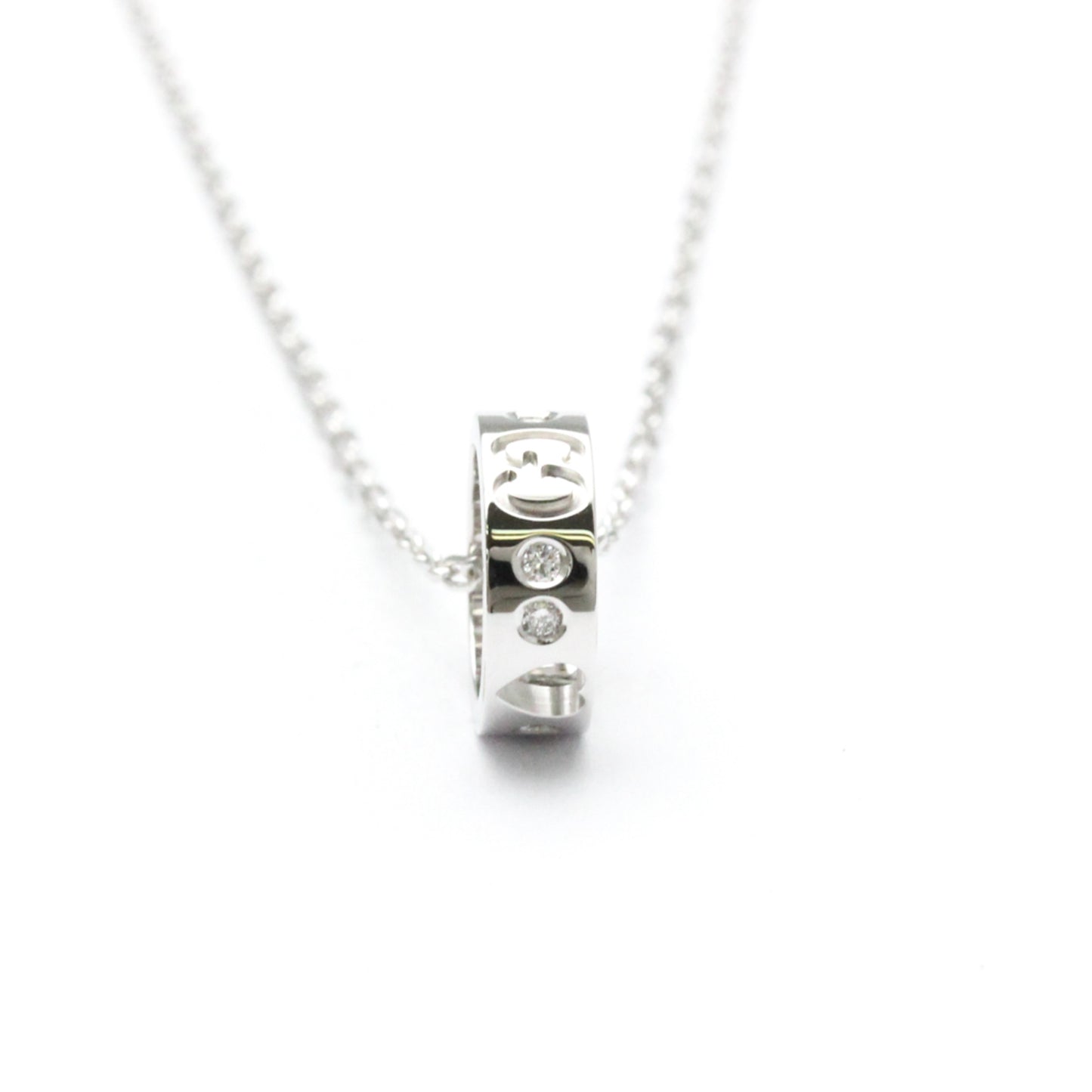 Gucci Icon Amor Diamond Necklace White Gold (18K) Diamond Men,Women Fashion Pendant Necklace (Silver)
