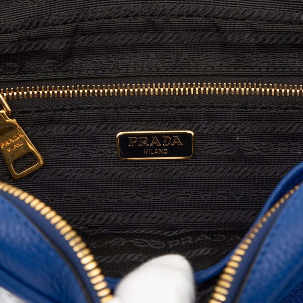 Prada Vitello Phoenix Camera Bag Shoulder Pochette 1BH103 Blue Gold Royal Calfskin Women's PRADA