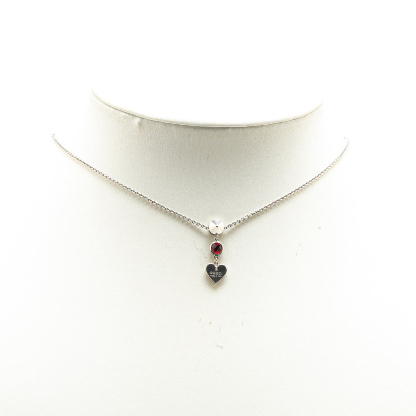 Gucci Heart Stud Bejeweled Necklace SV925 Silver Women's GUCCI