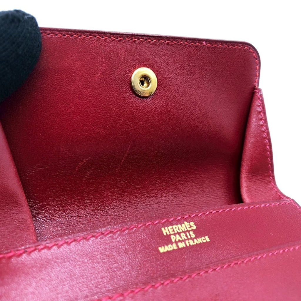 HERMES Serie coin case, purse, card leather, red, for men and women