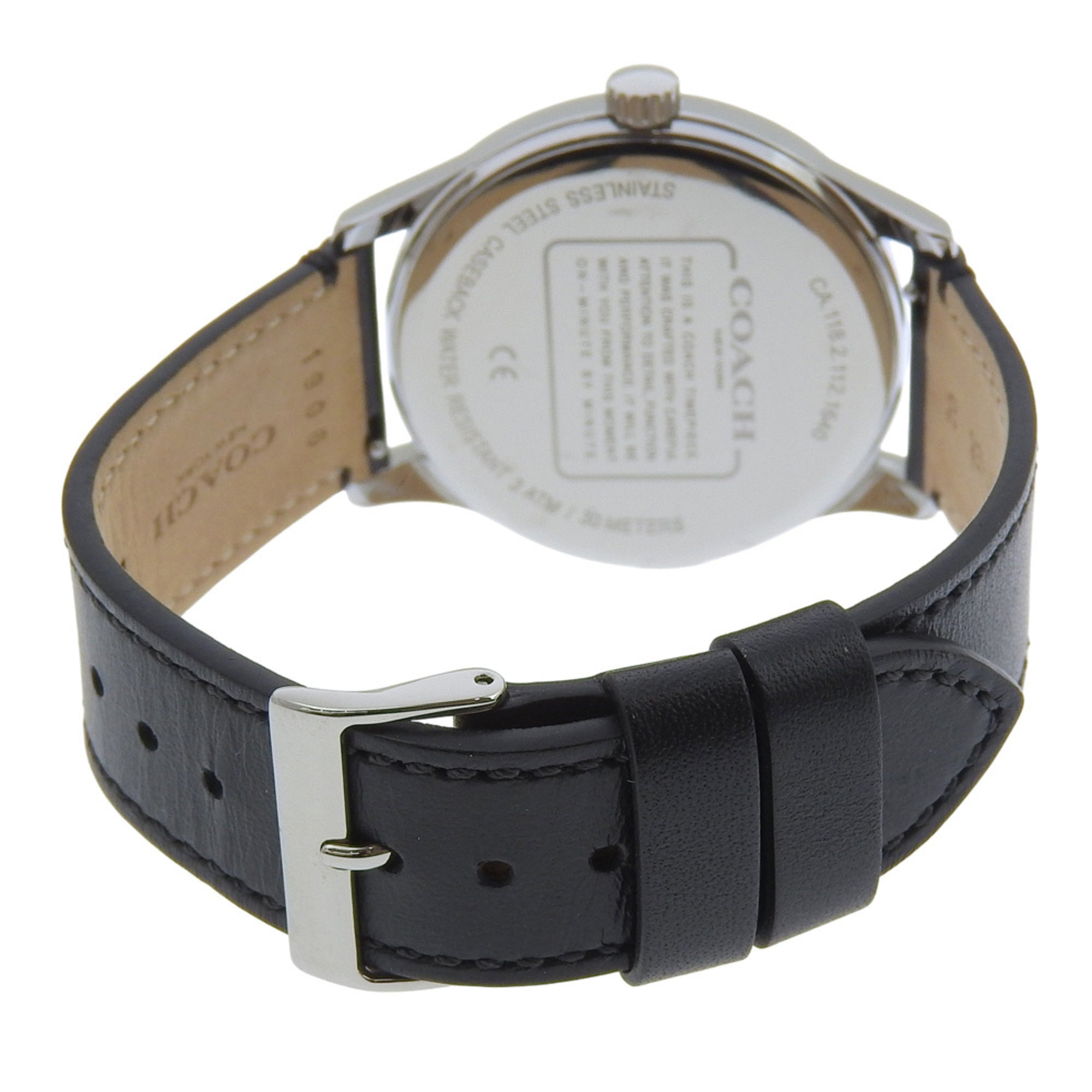 Coach watch CA.118.112.1640, stainless steel, quartz, analog display, blue dial, men's — Very Good