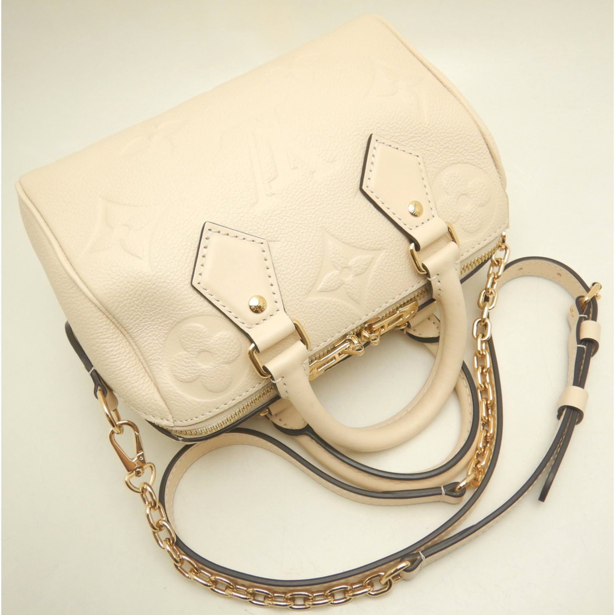 LOUIS VUITTON Monogram Empreinte Speedy Bandoulière 20 M58954 Handbag, Cream, Women's 254135 — Like New