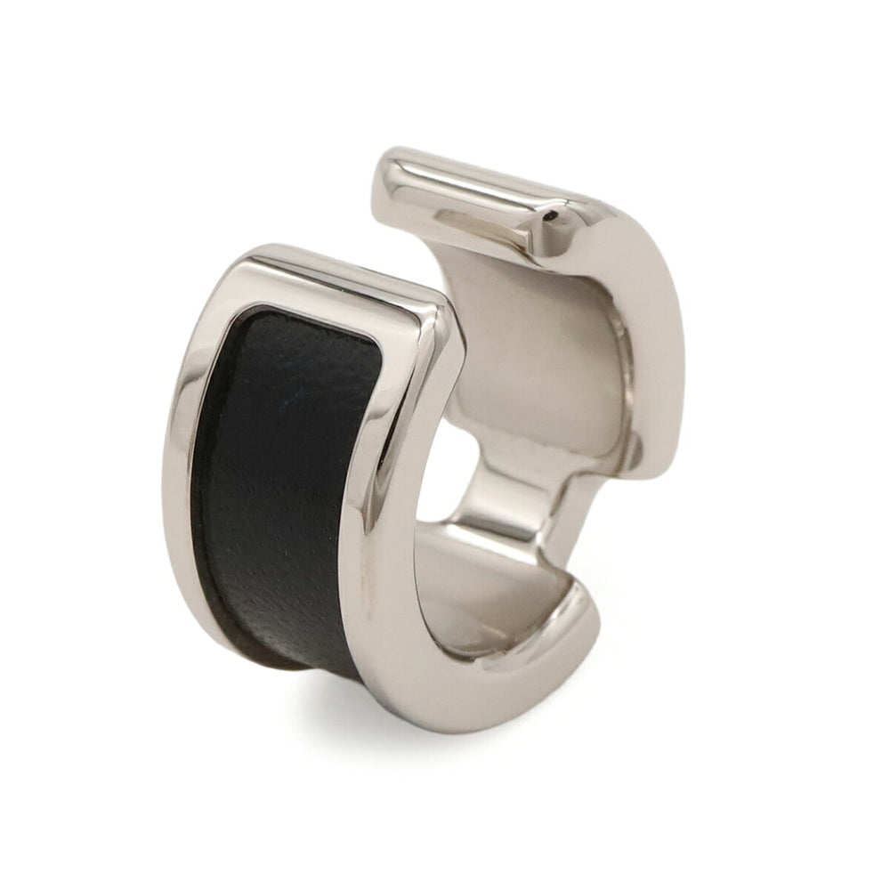 HERMES Olympe PM Ear Cuff Hook Clip Metal Box Calf Leather Silver Black — New - Store Return