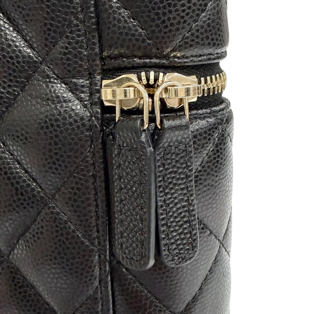 CHANEL Matelassé Caviar Skin Vanity Phone Bag Chain Shoulder Bag, Black with Gold Hardware, Made in Italy, Women's — Like New