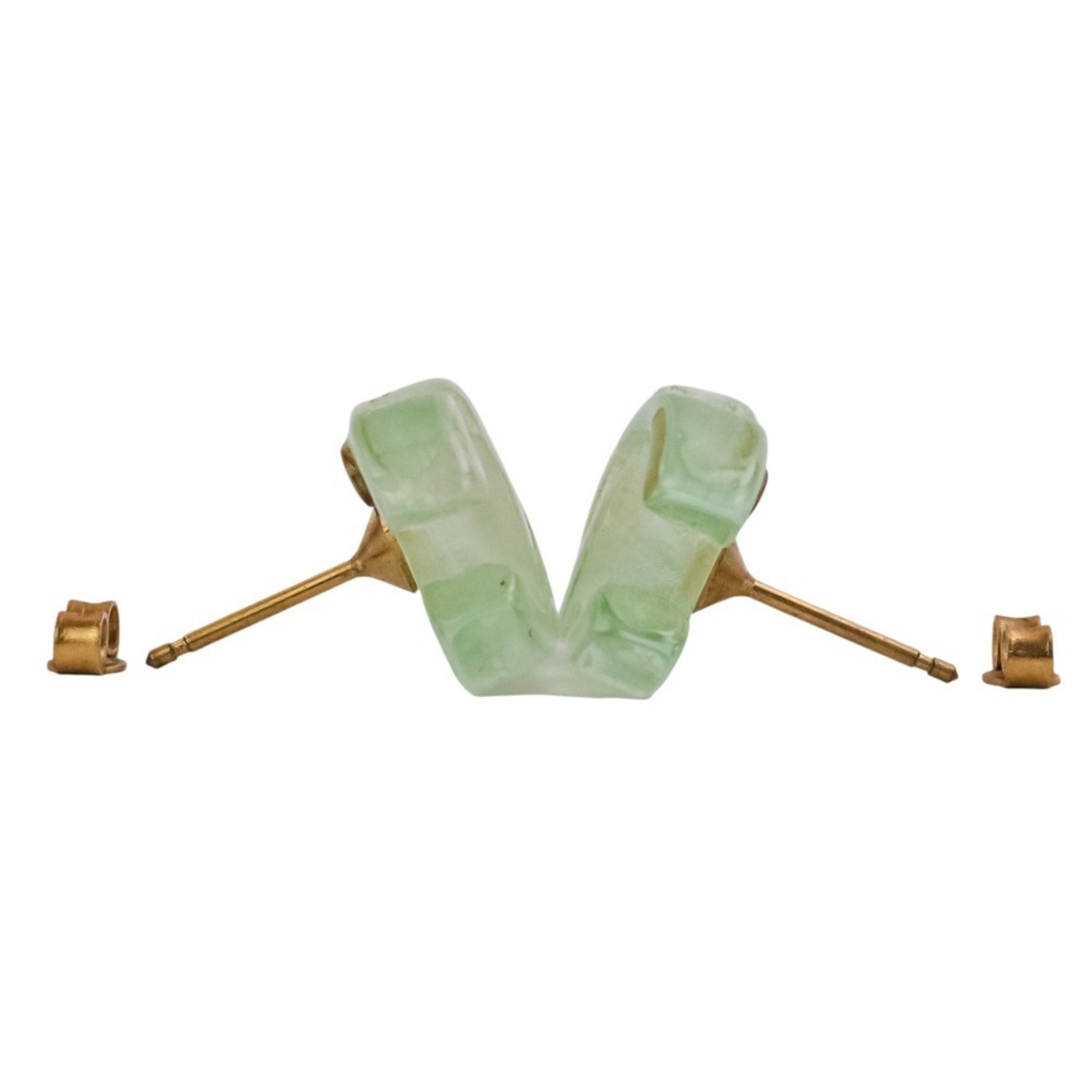01P CHANEL Chanel Coco Mark Turnlock Plastic Earrings Mint Green Women's — Like New